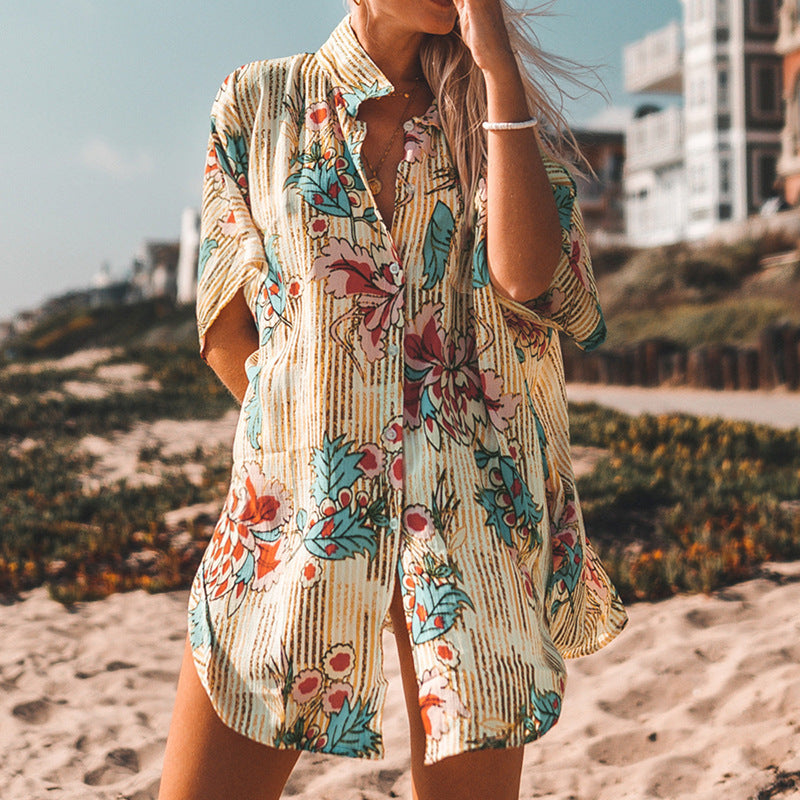Túnica Praia em Chifon Estampado Veron&Co, vista lateral