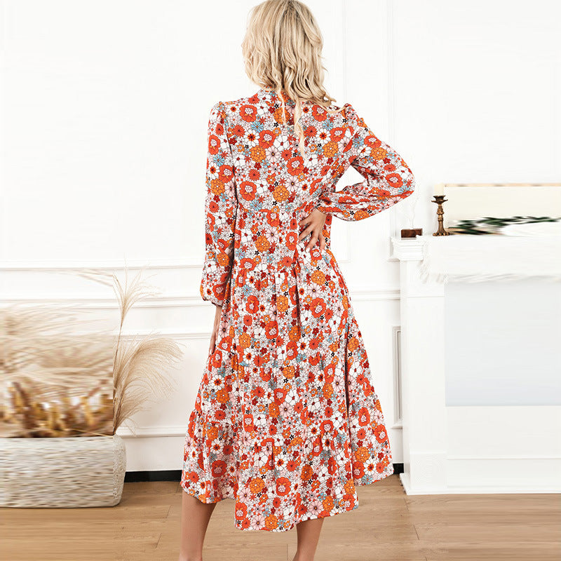 Vestido Longo com Estampado e Folhos - Veron&Co