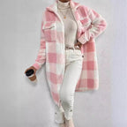 Plaid Teddy Coat with Lapels