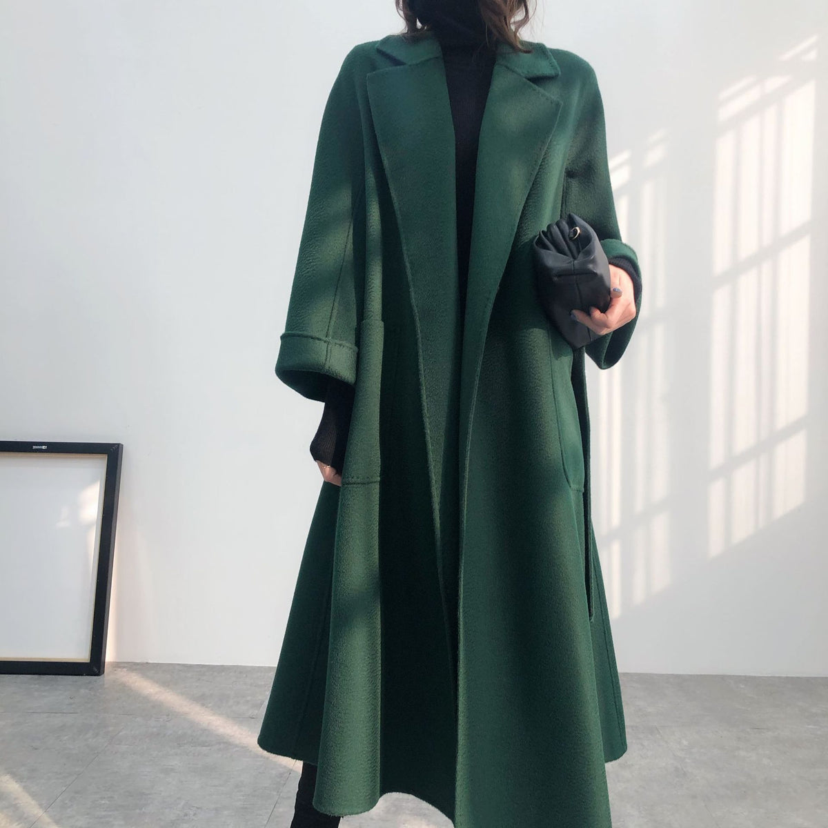 Cashmere Midi Coat with Bow