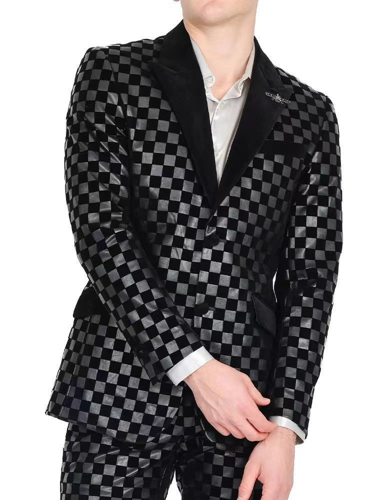 Blazer Casual Xadrez Estampado