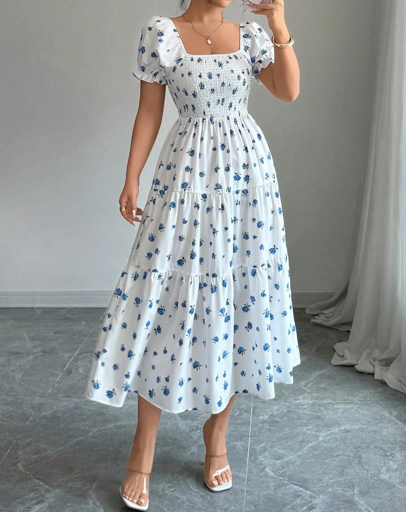 Vestido Longo com Estampado e Corte Evasê - Veron&Co