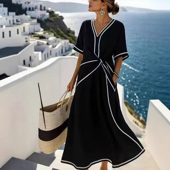 Vestido com Estampado e Pregas - Veron&Co