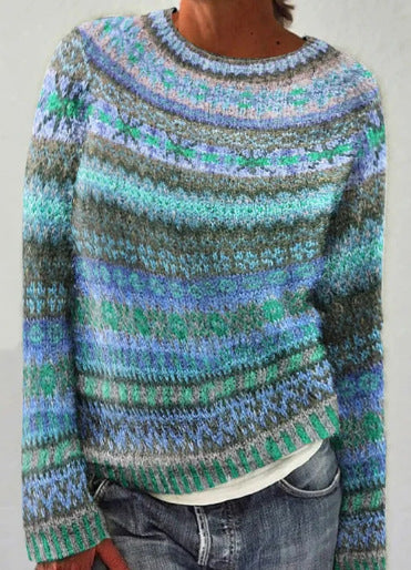 Two-Tone Round-Neck Sweater