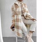 Plaid Teddy Coat with Lapels