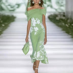 Vestido com Estampado e Ombros Descobertos - Veron&Co