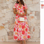 Vestido com Estampado Floral e Corte Evasê - Veron&Co