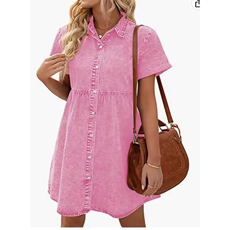 Vestido em Ganga com Gola Lapela - Veron&Co