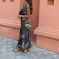 Vestido com Estampado e Costas Nuas - Veron&Co