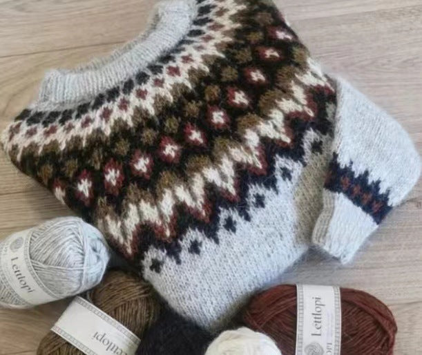 Two-Tone Round-Neck Sweater
