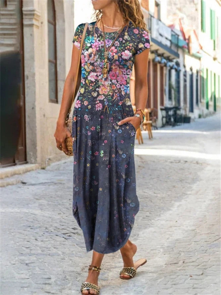 Vestido com Estampado e Decote Redondo - Veron&Co