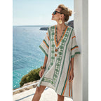 Vestido Midi com Estampado e Decote em V - Veron&Co