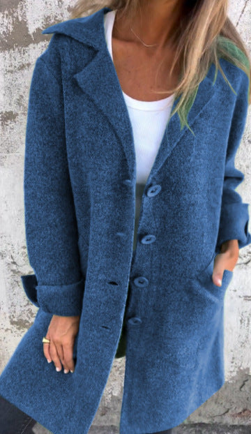 Midi Coat with Lapels and Pockets