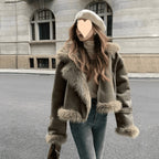 Green Fur Motorcycle Jacket