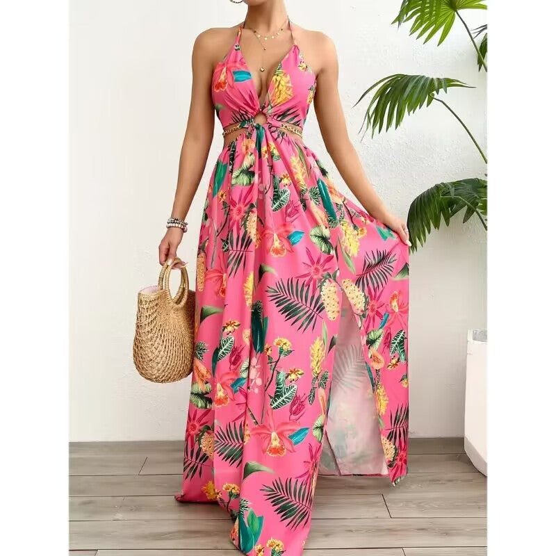Vestido Longo com Estampado Floral e Costas Nuas - Veron&Co