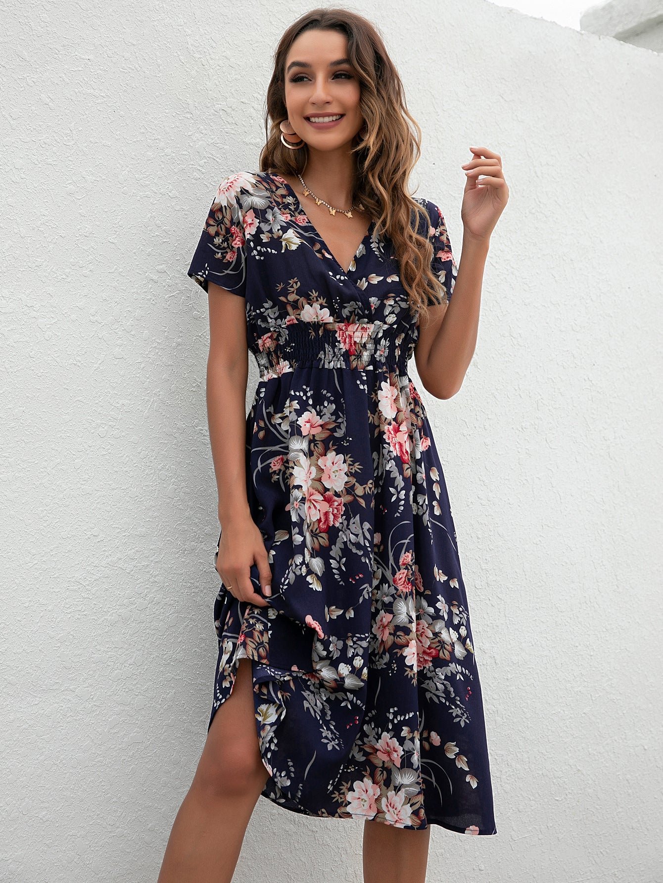 Vestido com Estampado Floral e Estampado - Veron&Co