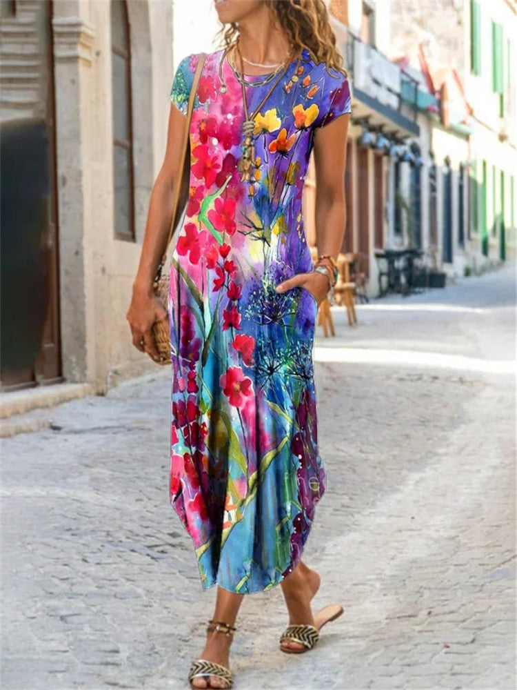 Vestido com Estampado e Decote Redondo - Veron&Co