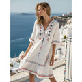 Vestido Midi com Estampado e Decote em V - Veron&Co