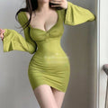 Vestido com Decote Quadrado e Manga Evasê - Veron&Co