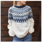 Two-Tone Round-Neck Sweater