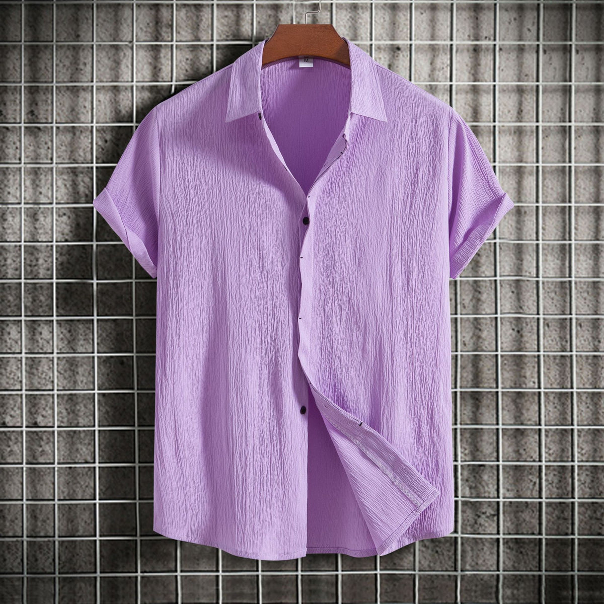 Camisa Solta em Algodão e Linho de Manga Curta