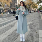 Blue Midi Coat with Belt