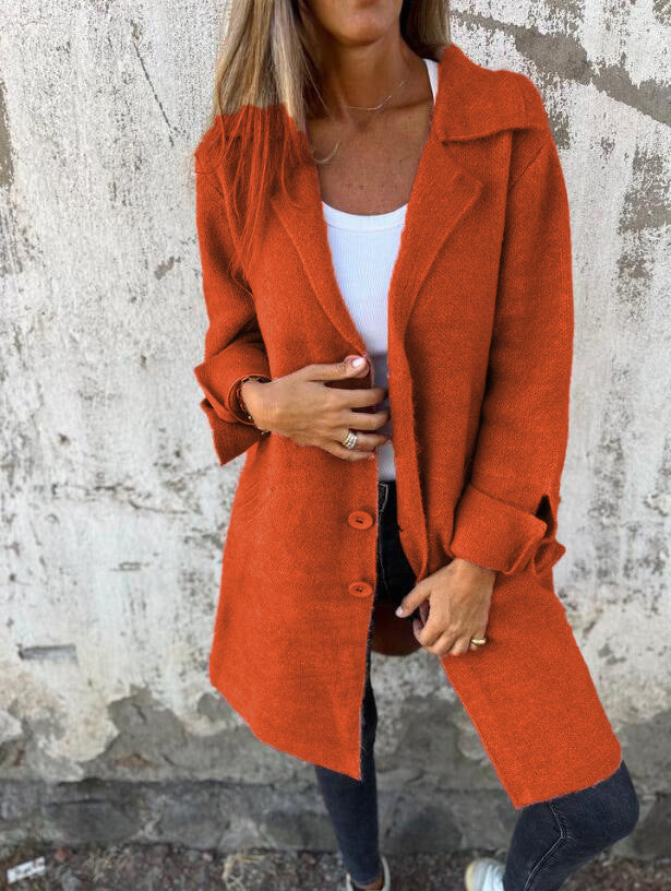Casaco Midi Lapela com Bolsos