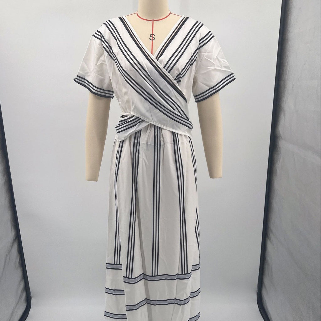 Vestido Longo com Pregas e Decote em V - Veron&Co