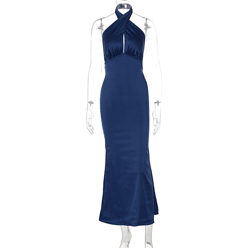 Vestido em Cetim com Costas Nuas e Sem Mangas - Veron&Co