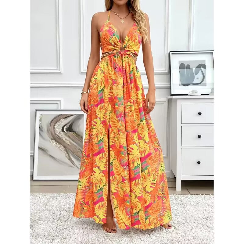 Vestido Longo com Estampado Floral e Costas Nuas - Veron&Co