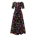 Vestido com Laço Na Cintura e Manga Curta - Veron&Co