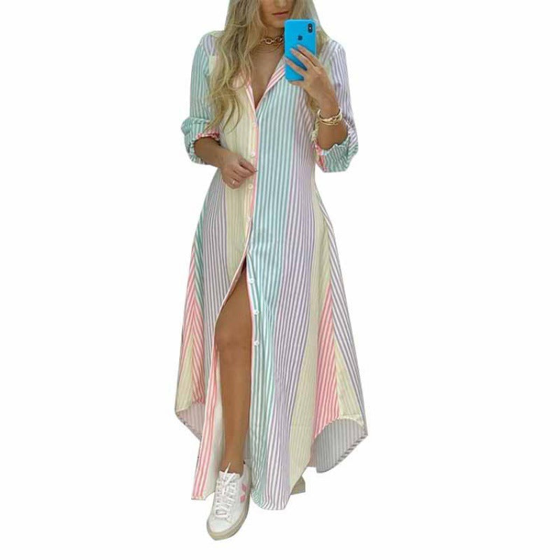 Vestido Longo com Estampado e Abertura Lateral - Veron&Co
