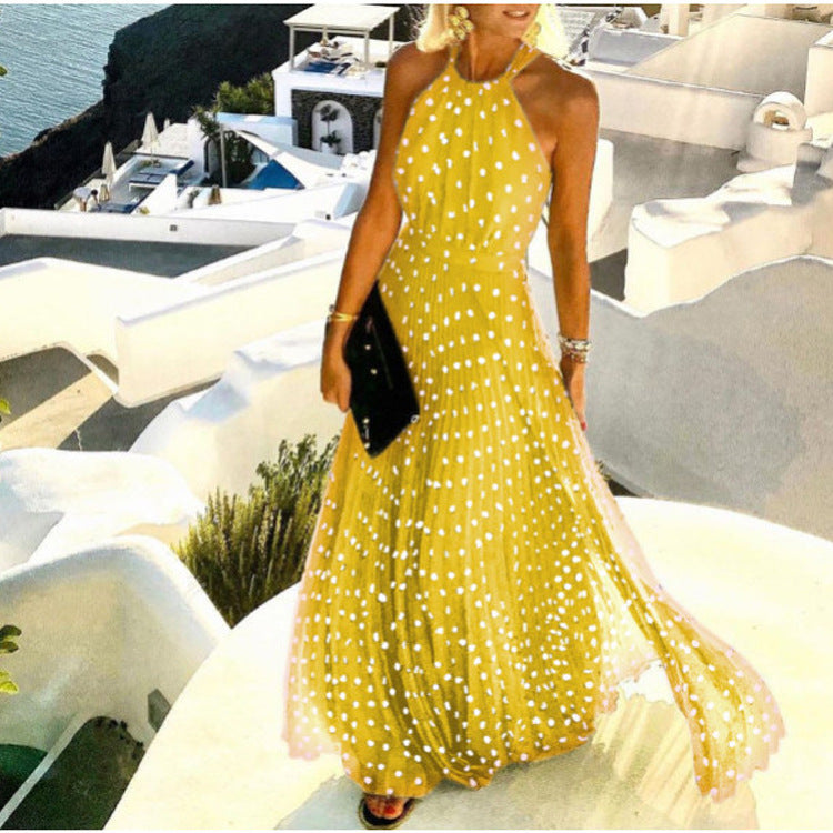Vestido Longo com Estampado e Pregas - Veron&Co