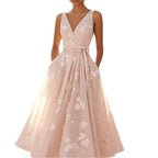 Vestido com Estampado e Decote em V - Veron&Co