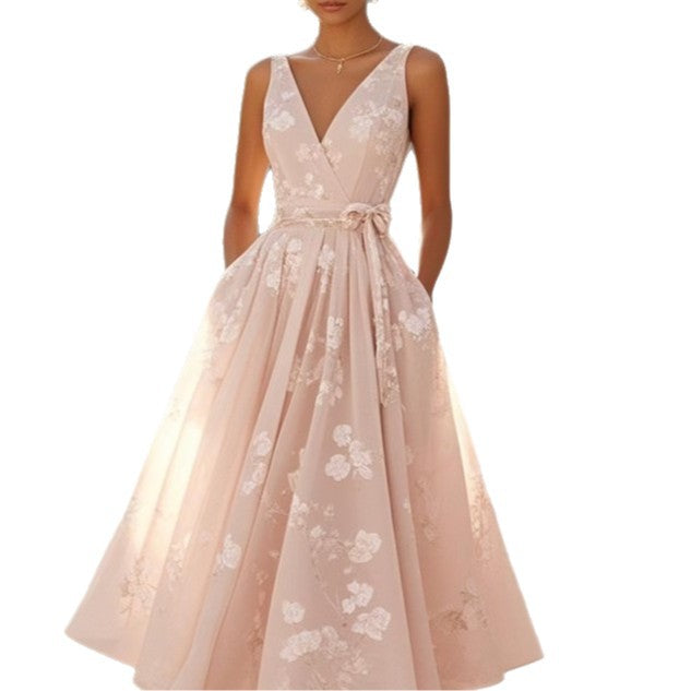 Vestido com Estampado e Decote em V - Veron&Co
