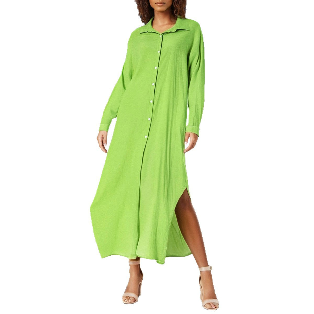 Vestido em Algodão com Corte Camiseiro e Gola Lapela - Veron&Co