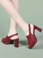Pointed-Toe Sandals with Block Heels