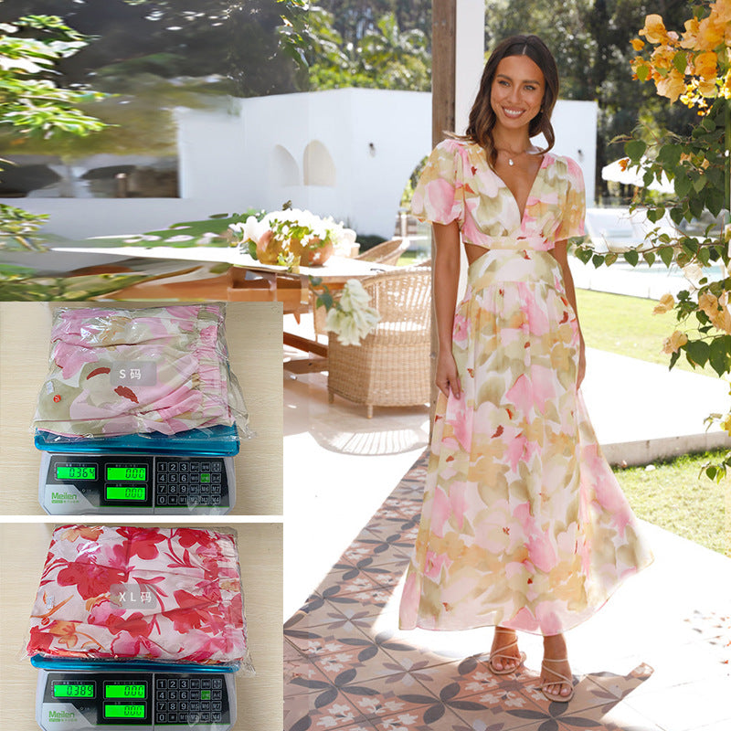 Vestido com Estampado Floral e Corte Evasê - Veron&Co