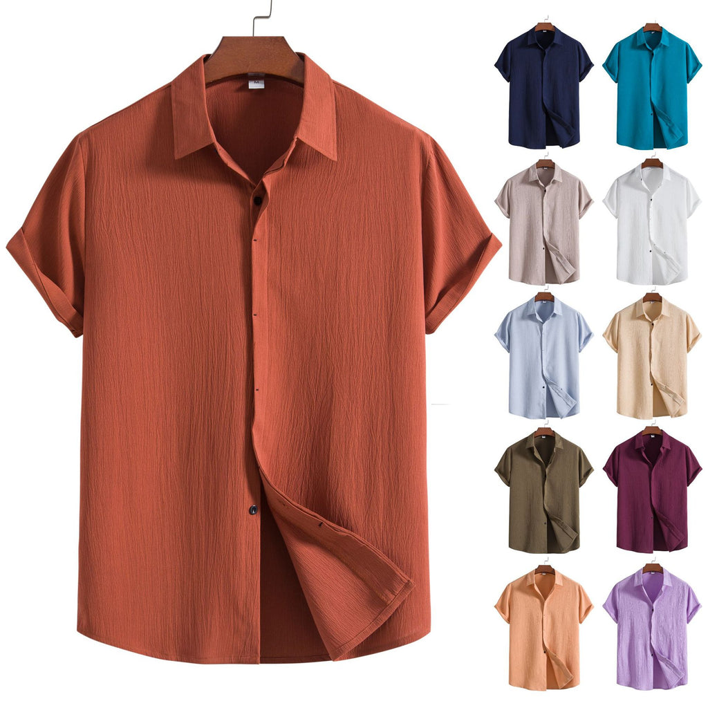 Camisa Solta em Algodão e Linho de Manga Curta Veron&Co, vista frontal