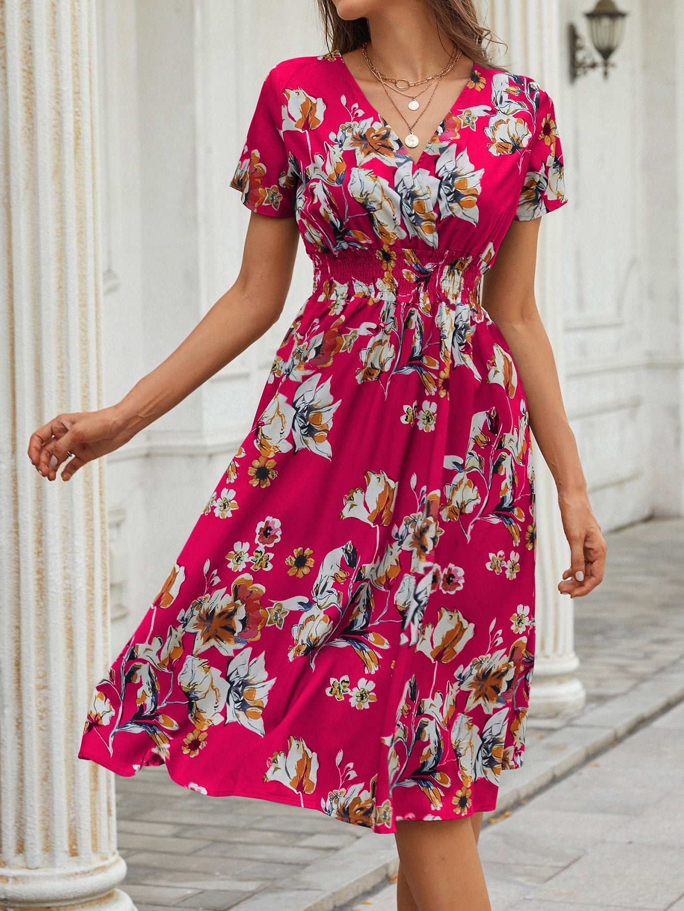 Vestido com Estampado Floral e Estampado - Veron&Co