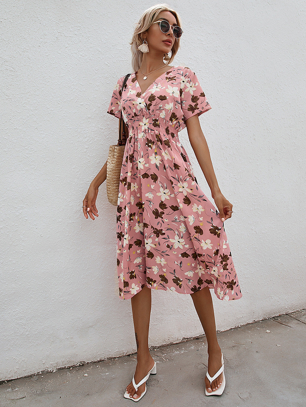 Vestido com Estampado Floral e Estampado - Veron&Co