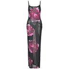 Vestido em Tule com Estampado e Costas Nuas - Veron&Co