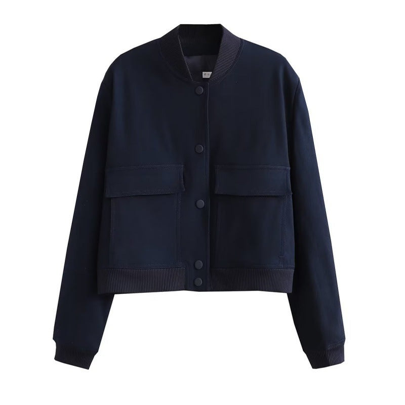 High-Neck Coat with Pockets