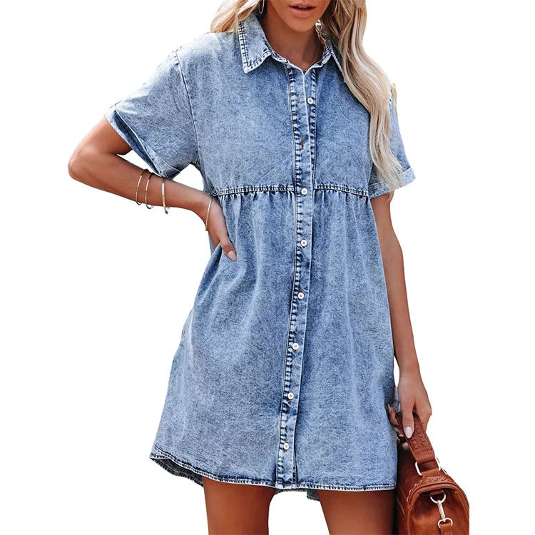 Vestido em Ganga com Gola Lapela - Veron&Co