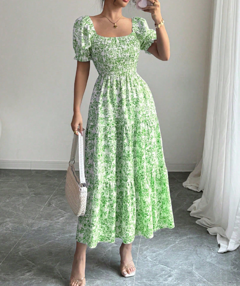 Vestido Longo com Estampado e Corte Evasê - Veron&Co