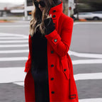Wool Coat with Buttons and Classic Collar