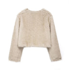 Short Faux Fur Coat with Round Neck