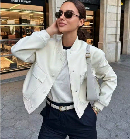 High-Neck Coat with Pockets
