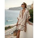 Vestido Midi com Estampado e Decote em V - Veron&Co
