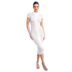 Vestido com Corte Justo Ao Quadril e Decote Redondo - Veron&Co